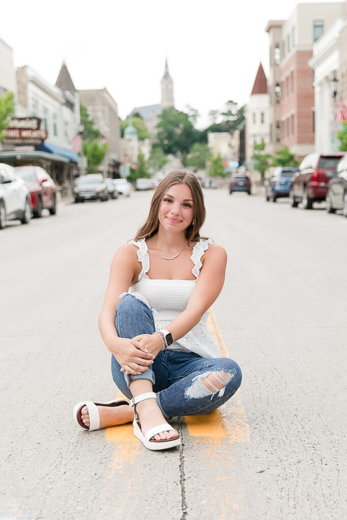 Port Washington WI Senior Session in Downtown Port Washington