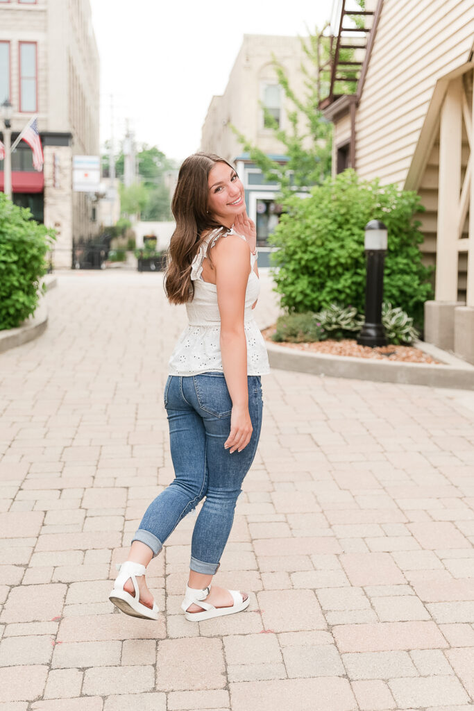 Port Washington WI Senior Session in Downtown Port Washington