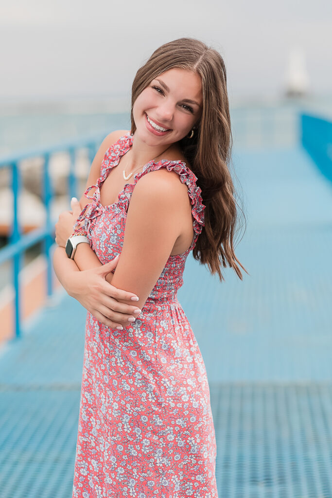 senior girl on a bridge