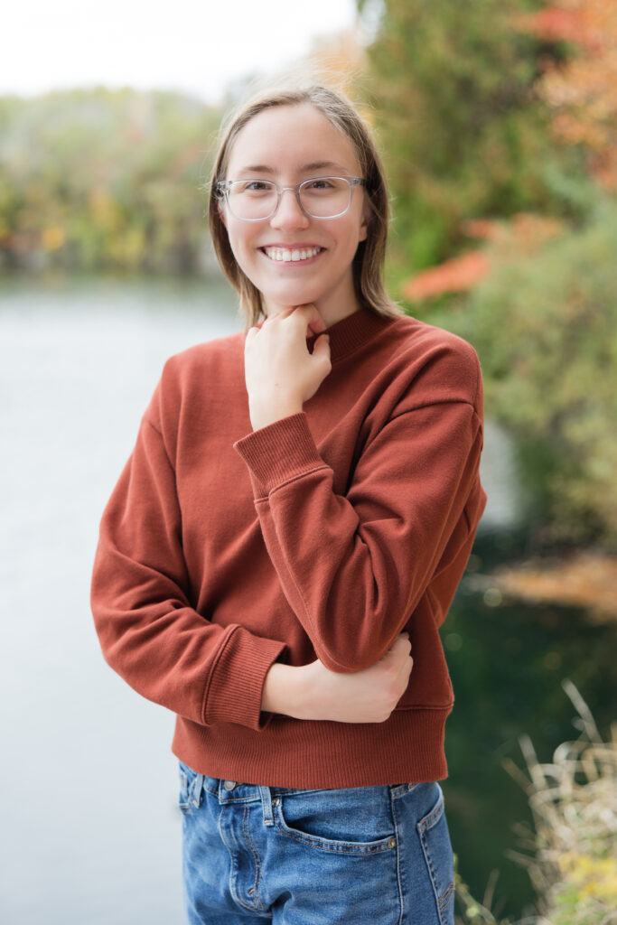 senior girl by a river
