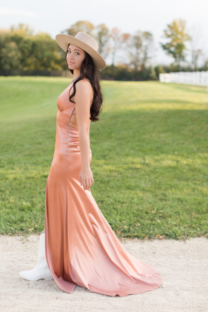 senior girl in a formal dress